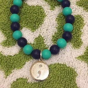 Rustic Cuff Semi-Colon stretch Bracelet